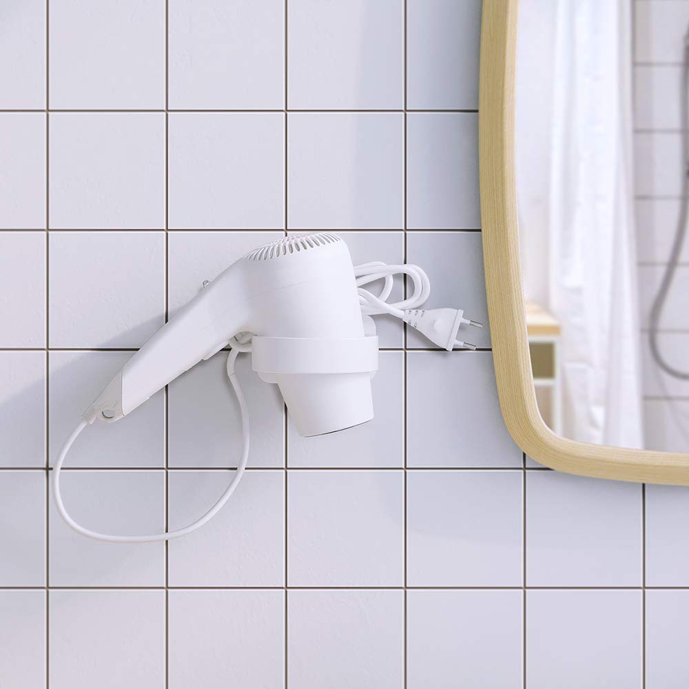 Self-Adhesive Hair Dryer Holder Wall Mount - No Drilling Blow Dryer Organizer for Bathroom, Salon & Home Storage - Black (Perfect for Small Spaces & Hair Tool Organization)