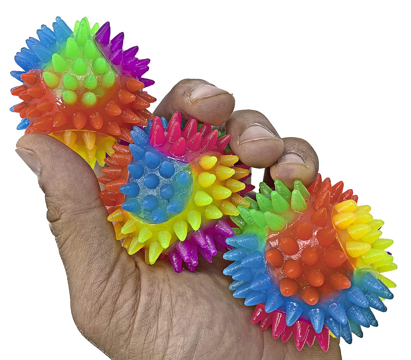Bonka Bird Toys 3317 Pk3 Large Rainbow Spike Ball Foot Talon Craft Parrot Cage Toys for African Grey, Amazon, Conures – Durable Chew Toy for Mental Stimulation & Beak Exercise – Perfect for Playtime & Cage Enrichment