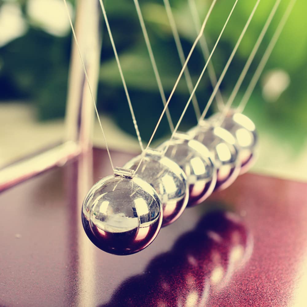 Newton's Cradle Physics Toy - Black Mini Desk Decor for Office & Home