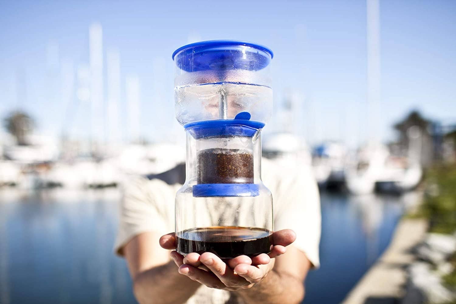 Premium Cold Brew Drip Coffee Maker B1 - Blue Glass Iced Coffee Brewer for Smooth & Low-Acid Cold Brew at Home | Perfect for Office, Kitchen & Outdoor Camping