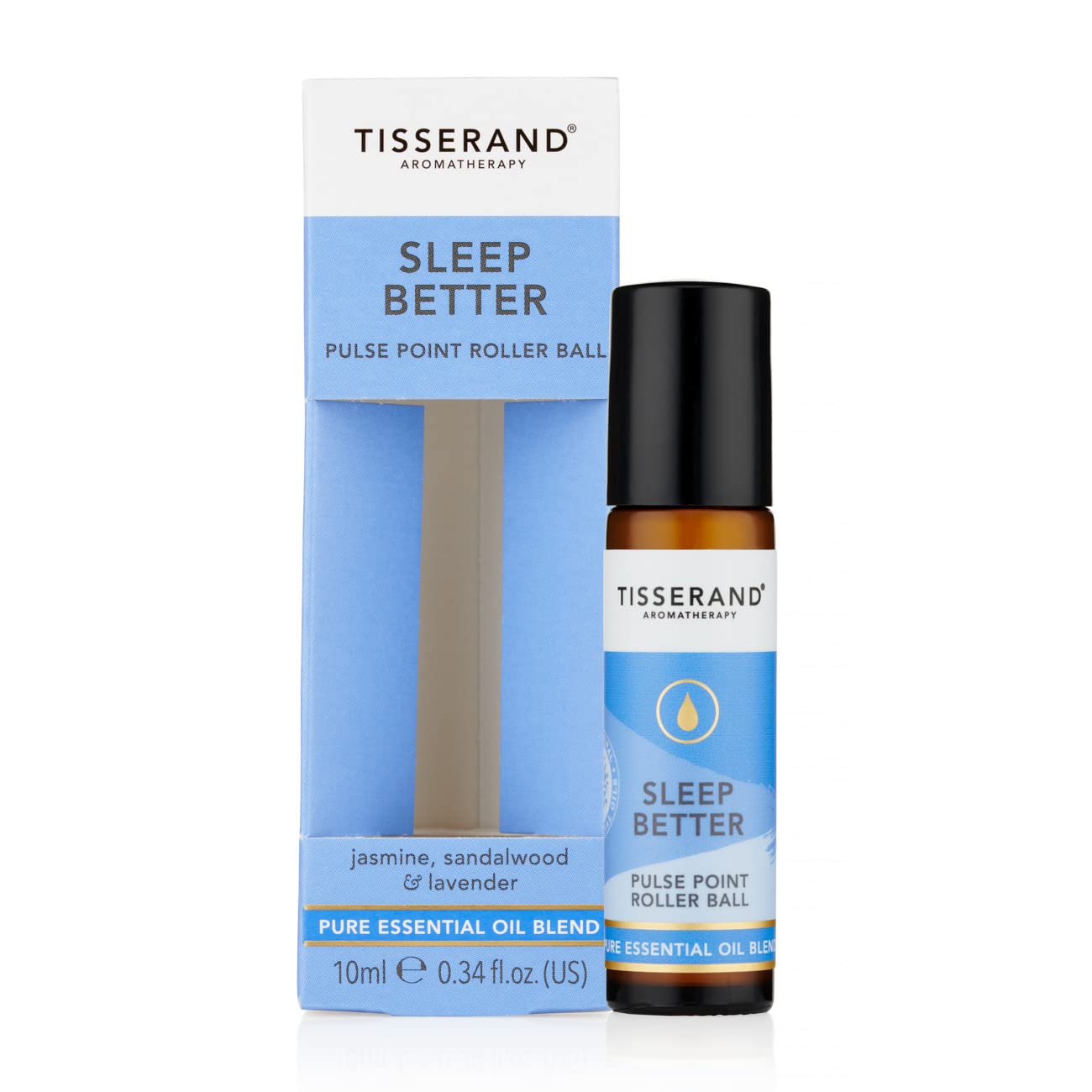 Tisserand Aromatherapy Sleep Better Essential Oil Roller - 10ml Lavender, Jasmine & Sandalwood Blend - 100% Natural Pure Essential Oils for Stress Relief & Relaxation - Perfect for Bedtime, Travel & Meditation