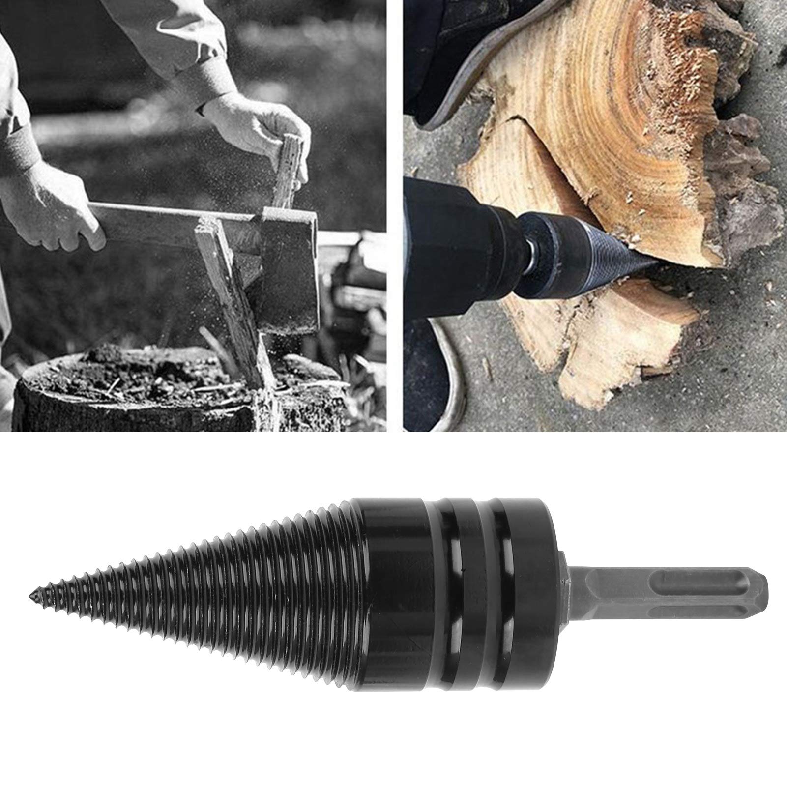 High-Speed Steel Firewood Drill Bit - Wood Splitting Tool with Screw Cone Punch for Log Splitting & Firewood Preparation | Perfect for Camping, Fireplaces & Wood Stoves