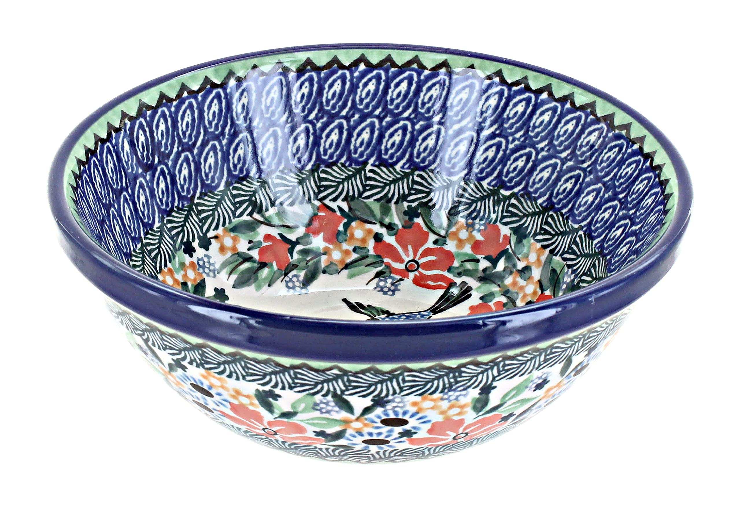 Handmade Blue Rose Polish Pottery Maria Cereal & Soup Bowl - Authentic Ceramic Dish for Breakfast, Soup, Salad - Perfect for Home Dining & Gift Giving