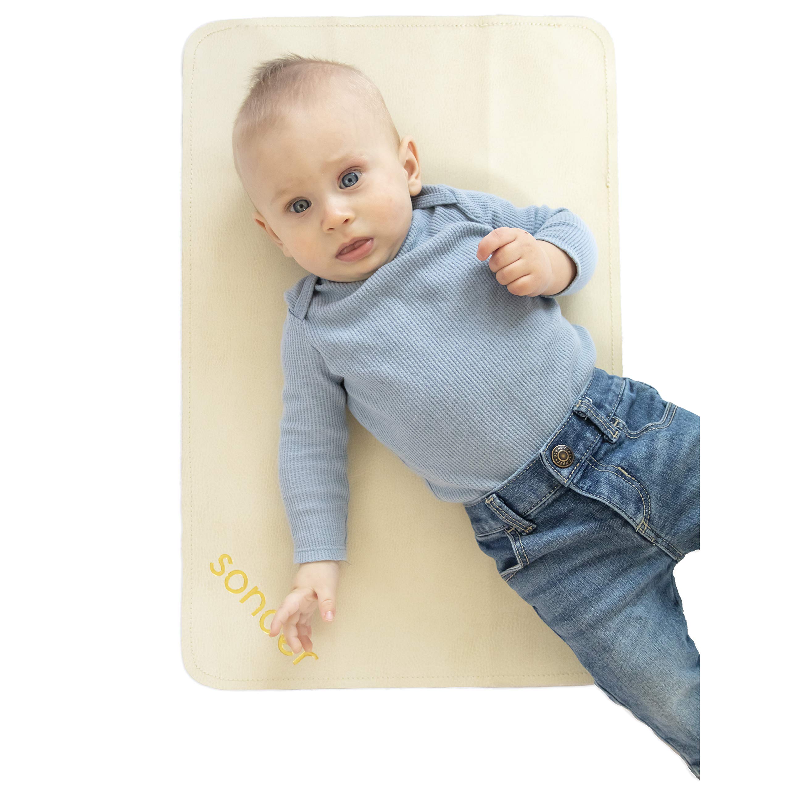 Premium SONDER Leather Baby Changing Mat - Waterproof Portable Diaper Pad for Travel & Home - 14