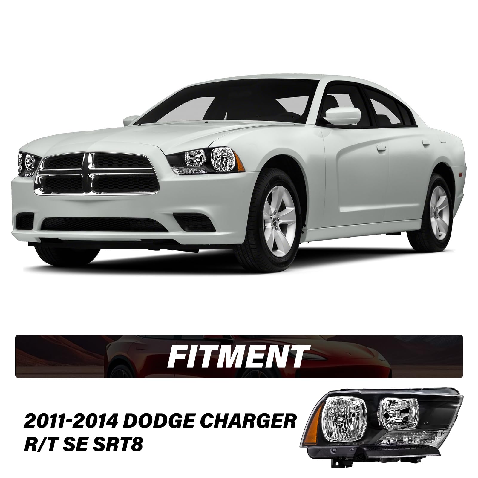 BRYGHT Headlight Assembly for 2011-2014 Dodge Charger - Driver & Passenger Side Replacement - High Performance LED Headlights for Night Driving & Enhanced Visibility