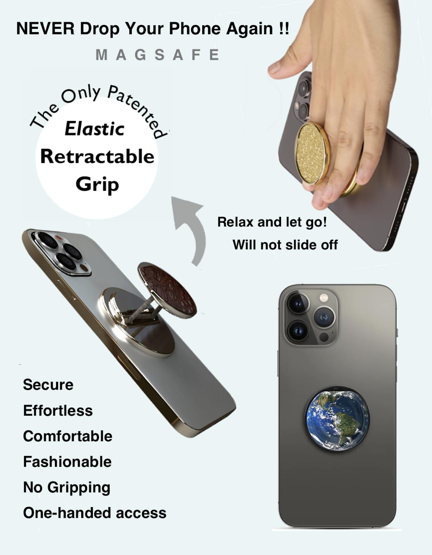 HANDL O MagSafe Jewel Cheetah Removable Phone Grip & Stand – Magnetic Charging Compatible for iPhone, Perfect for Home, Office, and Travel Use