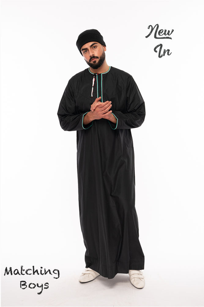 Palestine Inspired Black Jubba - Traditional Islamic Robe for Men - Perfect for Prayer, Eid, and Special Occasions