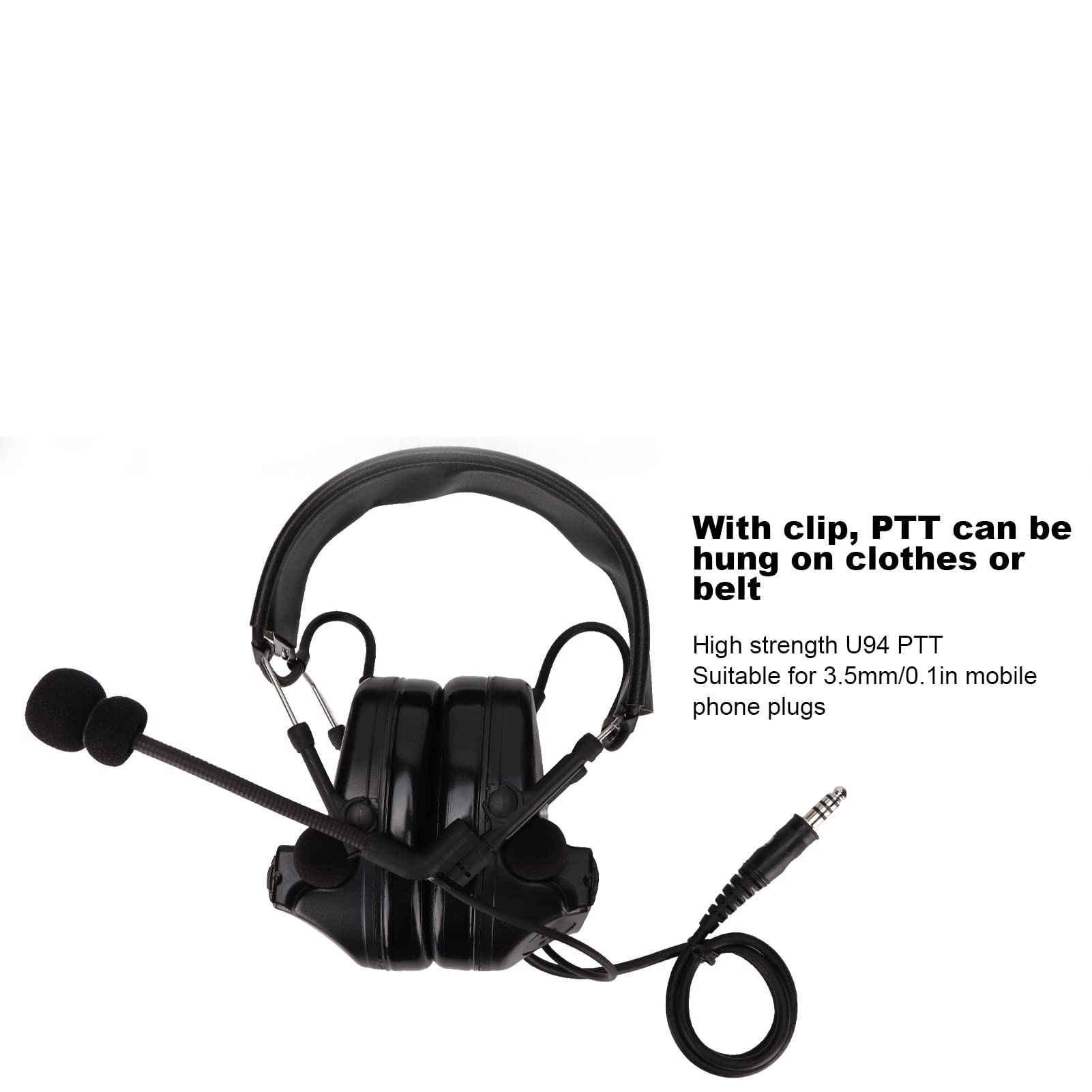 Premium Noise Cancelling Headphones with 7.1mm Silicone Earmuffs & Detachable Mic - U94 PTT Compatible for 3.5mm Mobile Phones (Black) - Ideal for Gaming, Calls, and Office Work