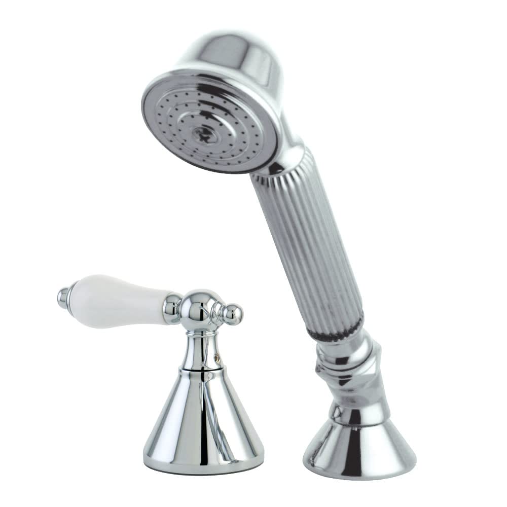 Kingston Brass KSK2361PLTR Polished Chrome Deck Mount Hand Shower with Diverter for Roman Tub Faucet, 8 x 5.63 x 1.81 Inches - Perfect for Bathroom Renovation, Spa-Like Shower Experience & Luxury Tub Installations