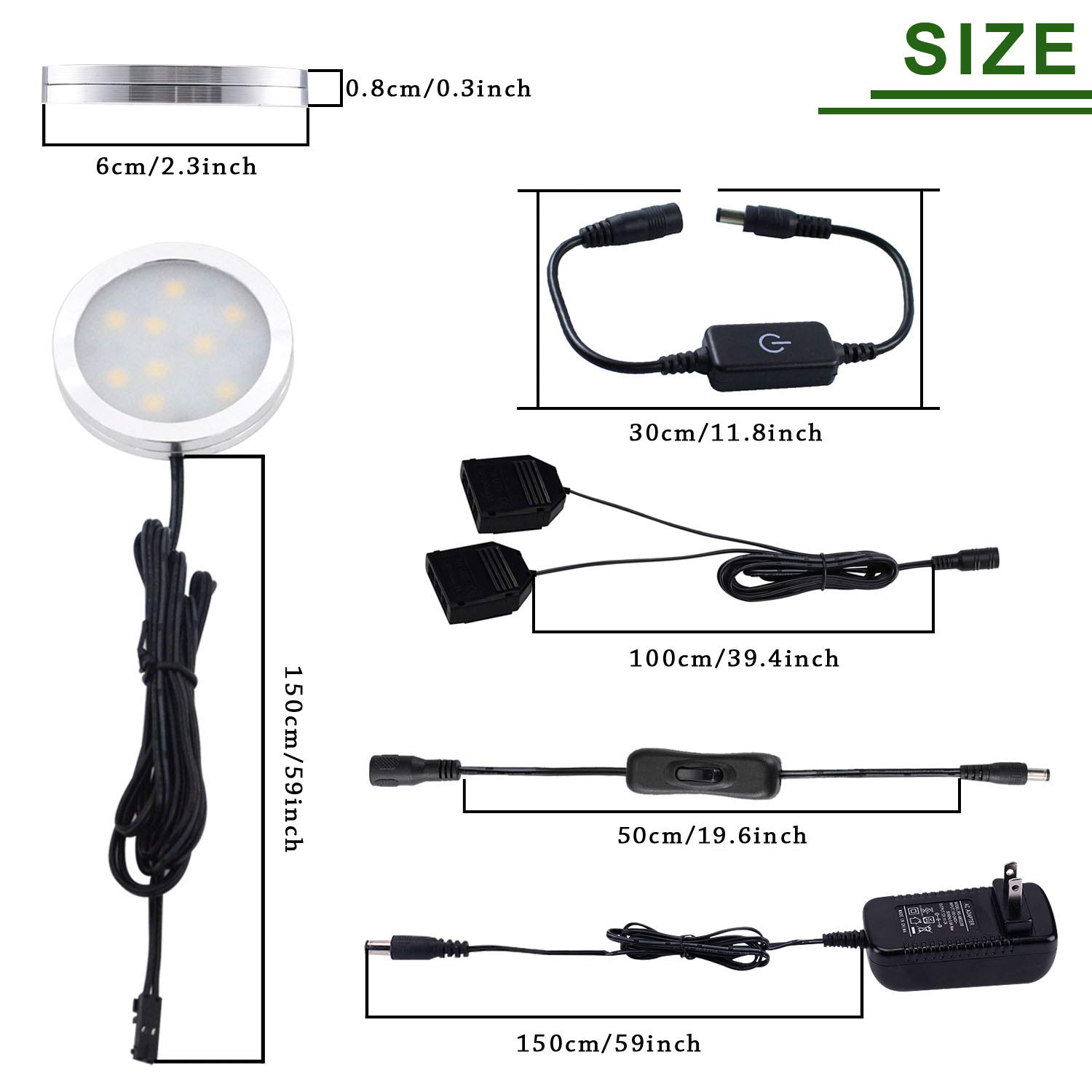 AIBOO 6-Pack Under Cabinet LED Puck Lights Kit with Touch Switch, Dimmable Kitchen Lighting for Cabinets, Cupboards & Closets (Warm White) - Perfect for Countertop Task Lighting & Home Decor Ambiance