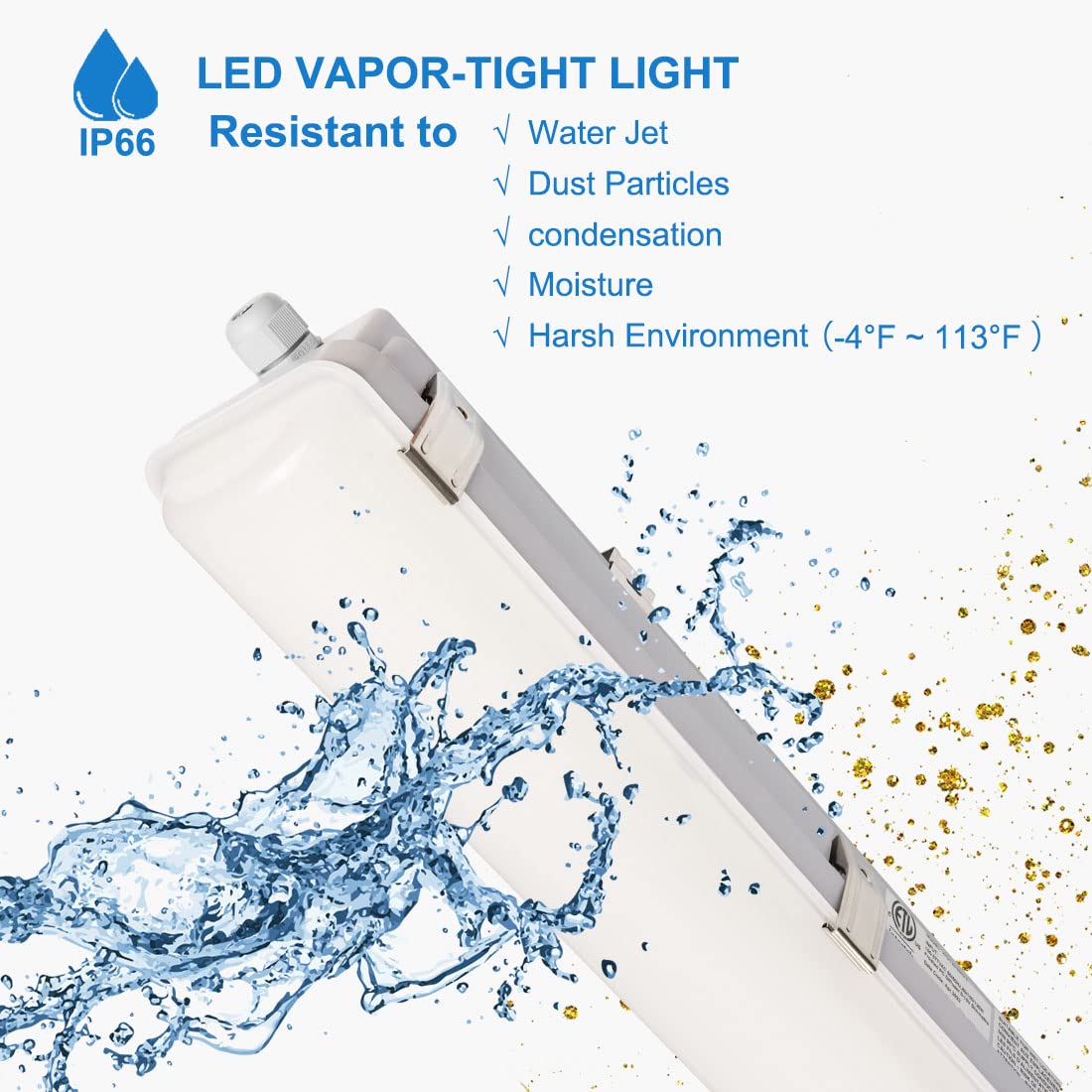 DAKASON 8FT LED Vapor Tight Light 120W/100W/80W Tunable, 15600lm IP66 Waterproof LED Vapor Proof Fixture (100-277V) - 2 Pack - Perfect for Outdoor, Parking Garage, Car Wash, Warehouse, and Industrial Lighting