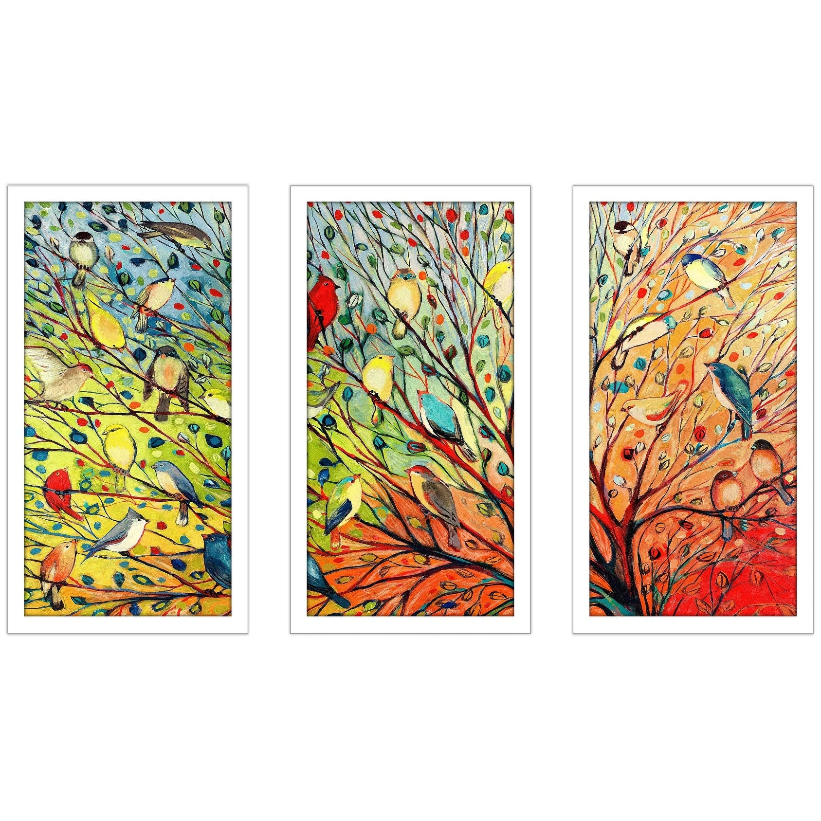 27 Birds 3-Piece Acrylic Wall Art Set - Vibrant Printed Canvas Decor for Living Room, Bedroom & Office