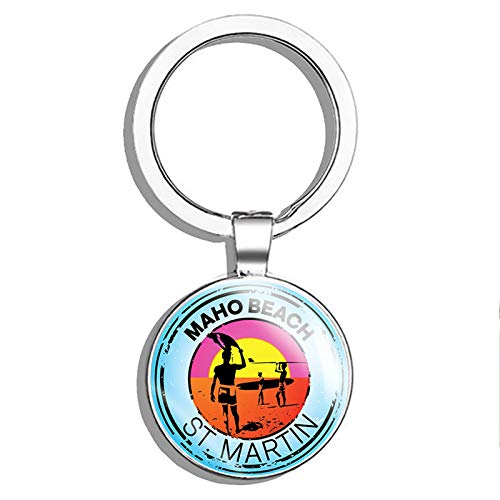 Stainless Steel Double Sided Keychain - Maho Beach St Martin Travel Souvenir for Swim, Boat, Kayak, Water Ski & Surf Enthusiasts | Perfect Key Holder & Car Key Finder for Outdoor Adventures