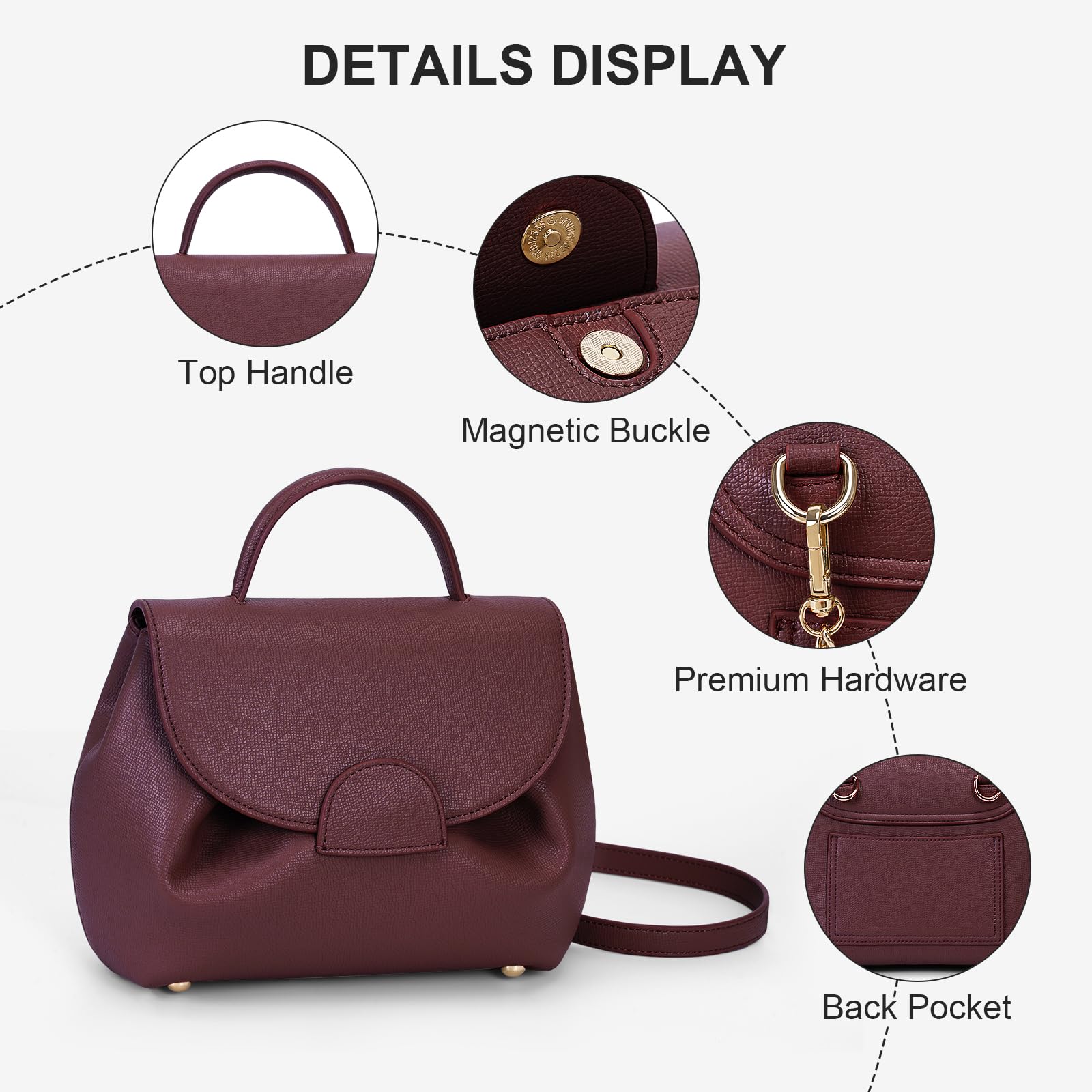 Luxury Designer Small Top Handle Crossbody Bag for Women - Faux Leather Mini Shoulder Purse & Handbag Satchel - Perfect for Work, Travel & Evening Out