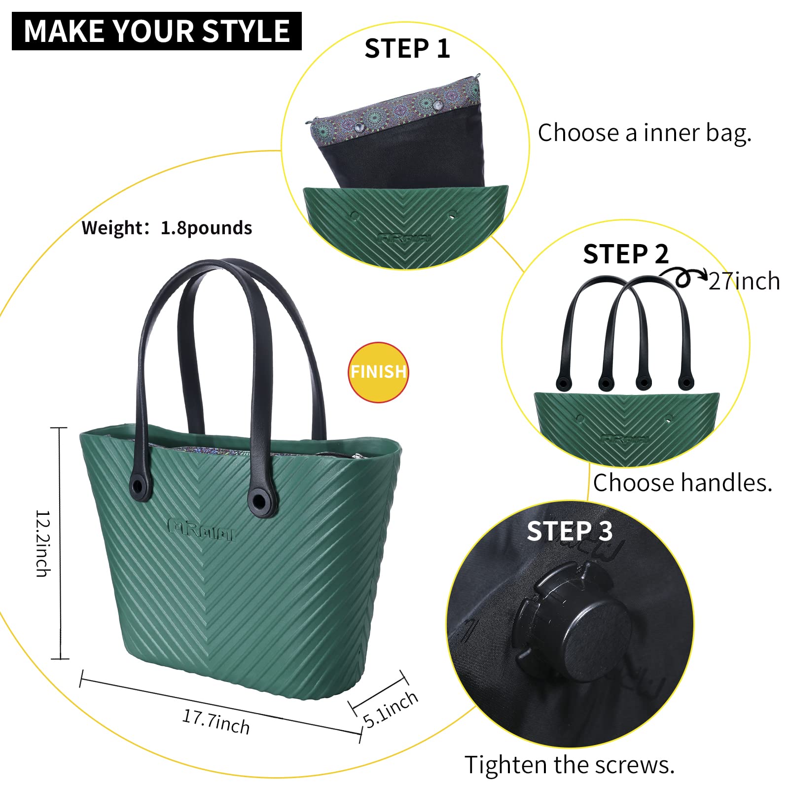 Women's EVA Beach Tote - Lightweight Waterproof Travel Bag for Swimming & Vacation