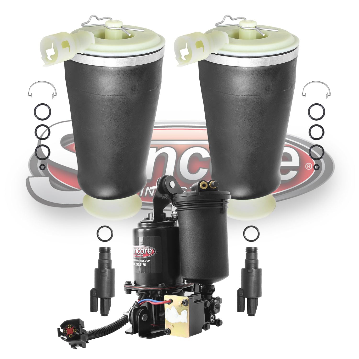 Suncore 44F-15-R-KIT Complete Air Suspension System Kit with Air Spring Bags, Solenoids & Compressor - Heavy Duty Lift for Trucks, SUVs & RVs - Perfect for Off-Roading, Towing & Smooth Ride Comfort