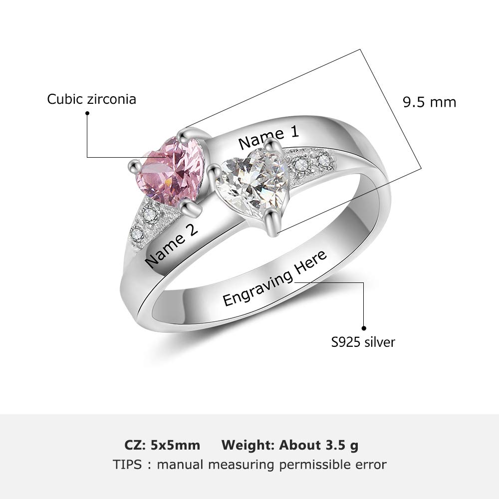 Personalized Mother's Ring with 2 Birthstones & Custom Names - Women's Promise Ring, Thoughtful Gift for Wife, Mom - Perfect for Mother's Day, Christmas & Anniversary Celebrations | Elegant Jewelry for Special Occasions