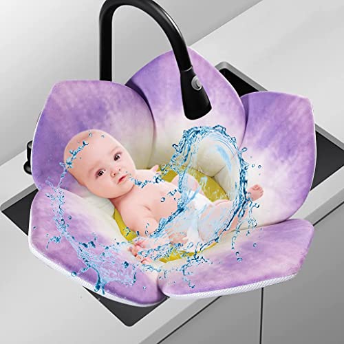 **SZCQ Baby Bath Cushion Mat - Non-Slip Gradient Purple Bathtub Support for Newborns & Infants | Safe Sink Insert, Petal Lounger & Flower Bathing Pad | Ideal for Home, Nursery & Travel Use**