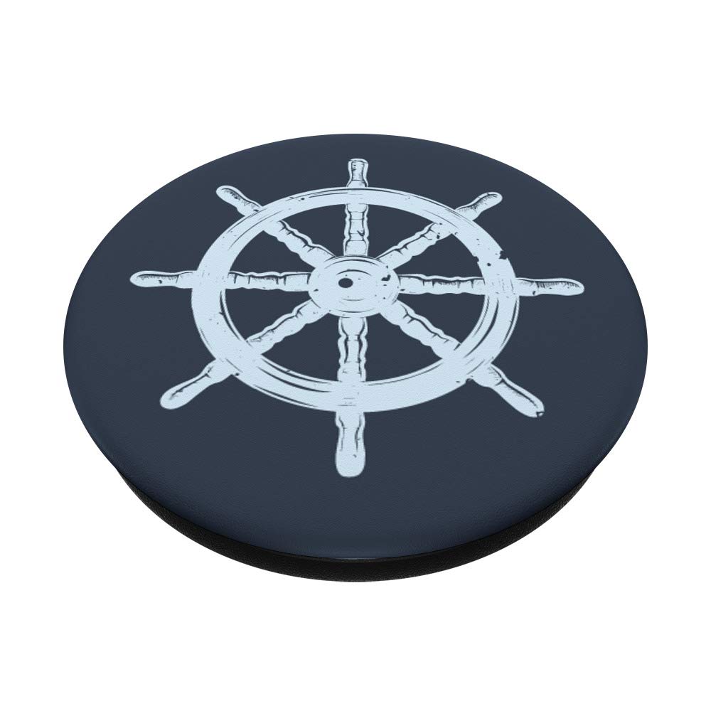 Nautical Ship's Wheel Captain Design - Swappable PopGrip & PopSocket for Ocean, Lake & River Boating | Perfect for Sailors, Boaters & Nautical Decor Lovers