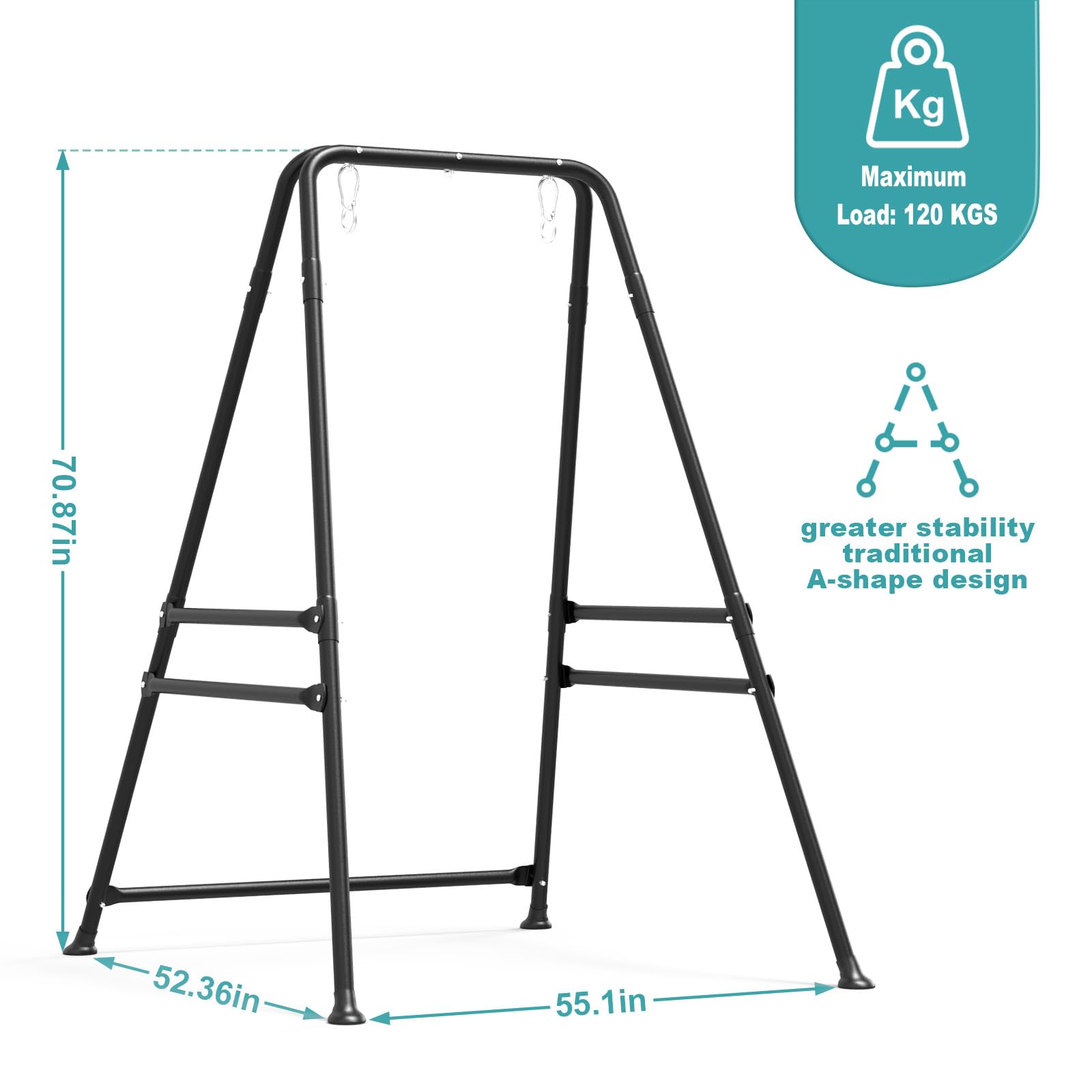 TOREVSIOR Heavy Duty Portable Hammock Chair Stand - Indoor/Outdoor Swing Frame for Patio, Garden, Backyard & Balcony (Hammock Chair Not Included) - Perfect for Relaxation & Reading Nook