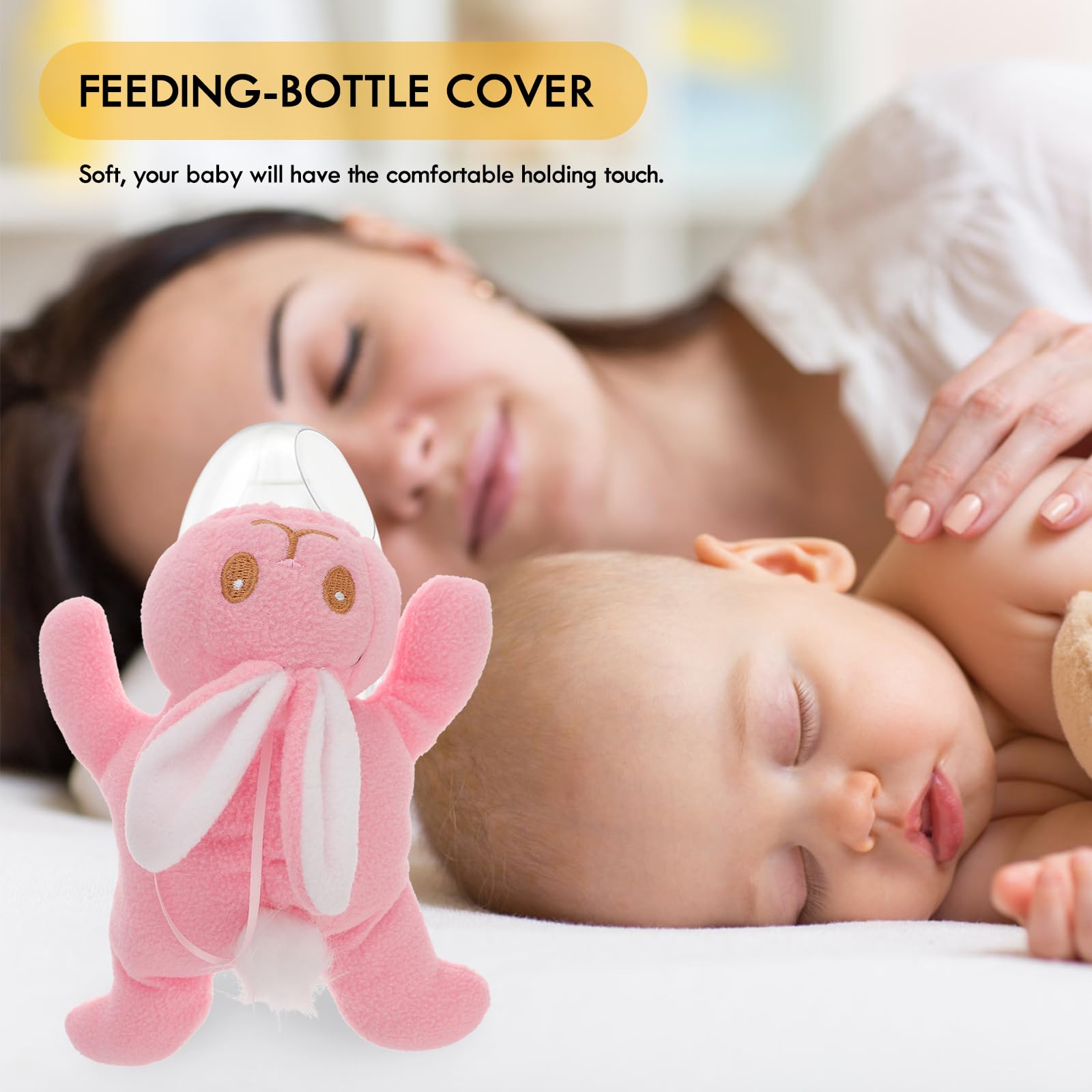 Bunny Shaped Detachable Bottle Holder Pillow - Portable Milk Bottle Support Cushion for Home, Outdoor & Travel - Perfect for Nursing, Baby Feeding, and Car Seat Comfort