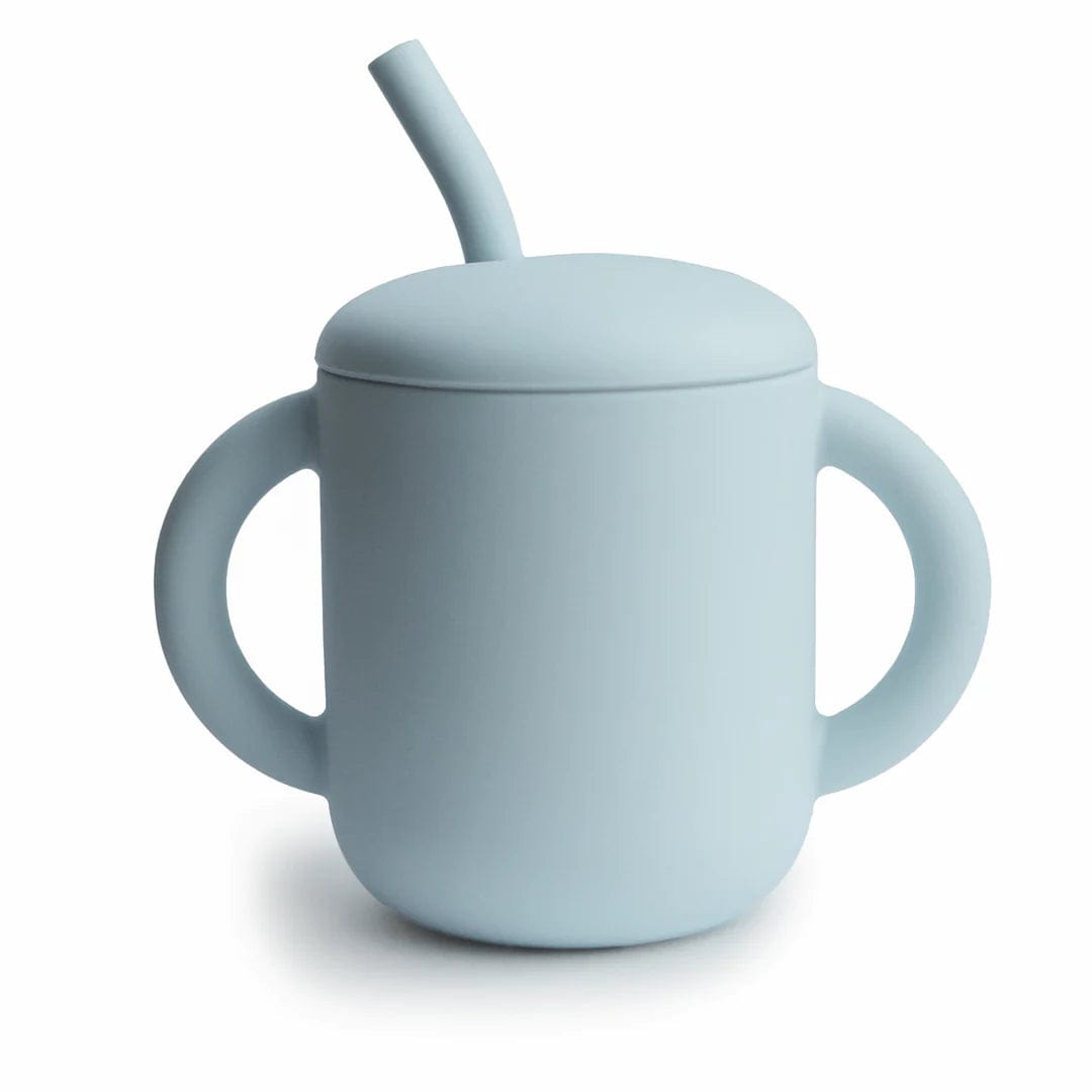 Mushie Silicone Baby Training Cup with Straw - Leak Proof Spill Proof Toddler Sippy Cup for Drinking Water, Milk & Juice - BPA Free, Dishwasher Safe for Home, Travel & Daycare Use