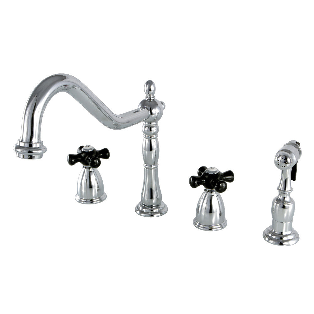 Kingston Brass KB1798PKXBS Widespread Kitchen Faucet - High Arc Pull-Down Sprayer, Oil Rubbed Bronze Finish for Modern Farmhouse & Traditional Kitchens