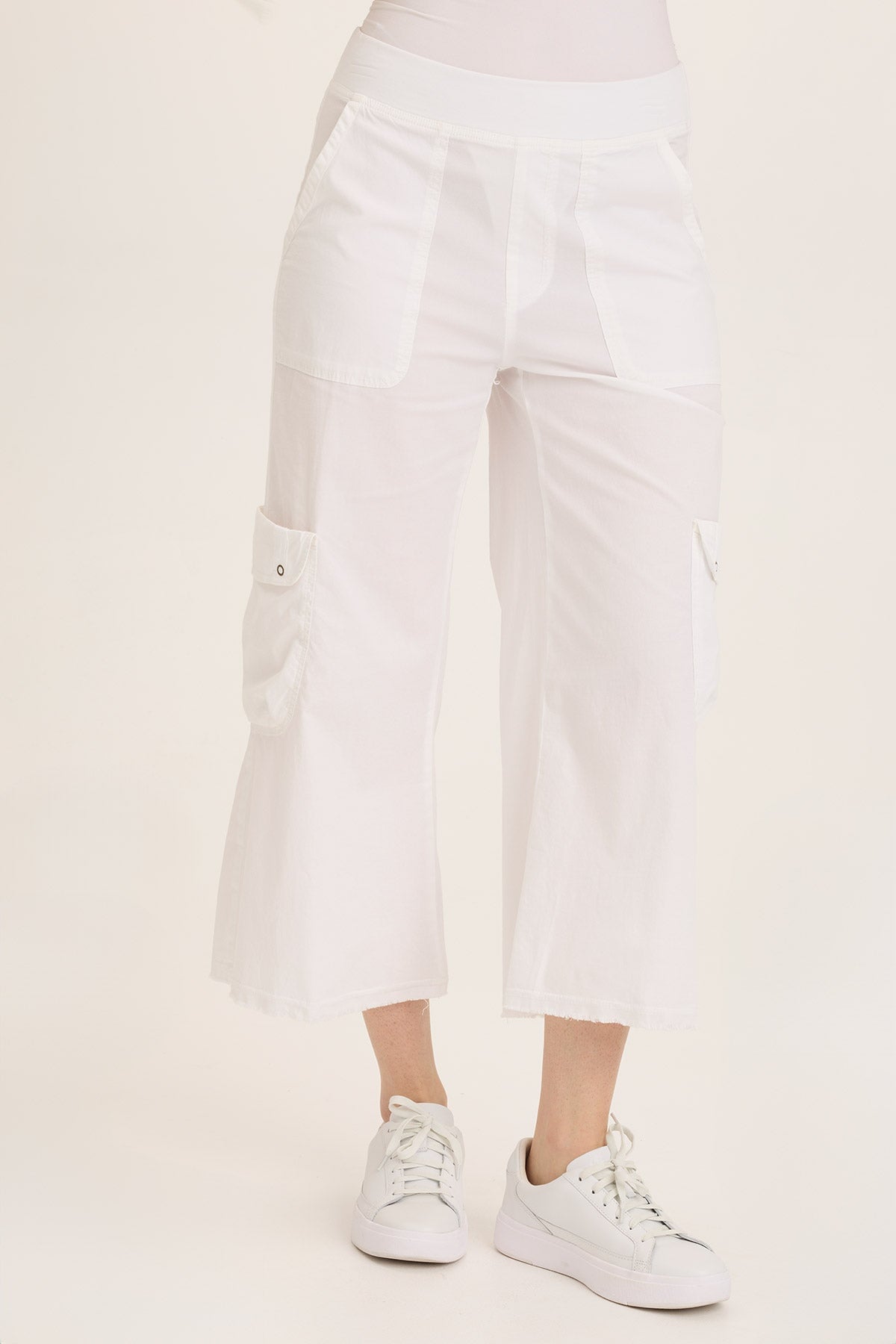 Femke Stretch Poplin Cargo Crop Pants for Women - Comfortable High Waist Utility Pants for Casual Wear, Hiking & Outdoor Activities