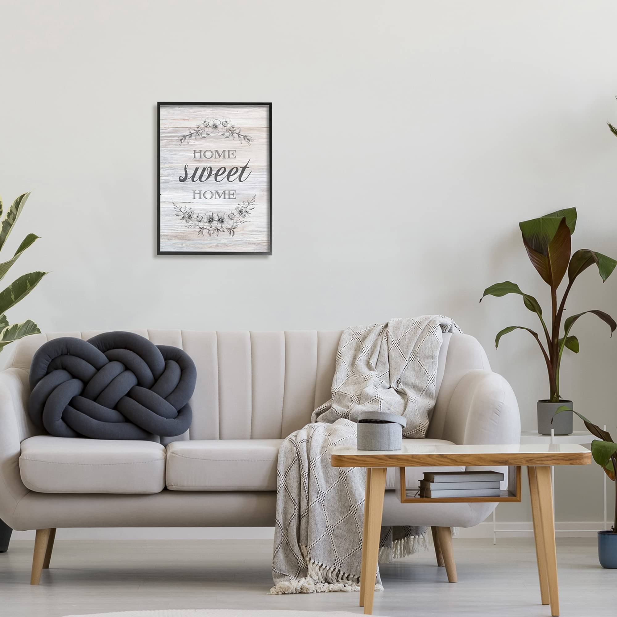 Stupell Industries Rustic Floral 'Home Sweet Home' Wooden Wall Sign - Farmhouse Decor by Bluebird Barn - Perfect for Living Room, Bedroom & Entryway Decor