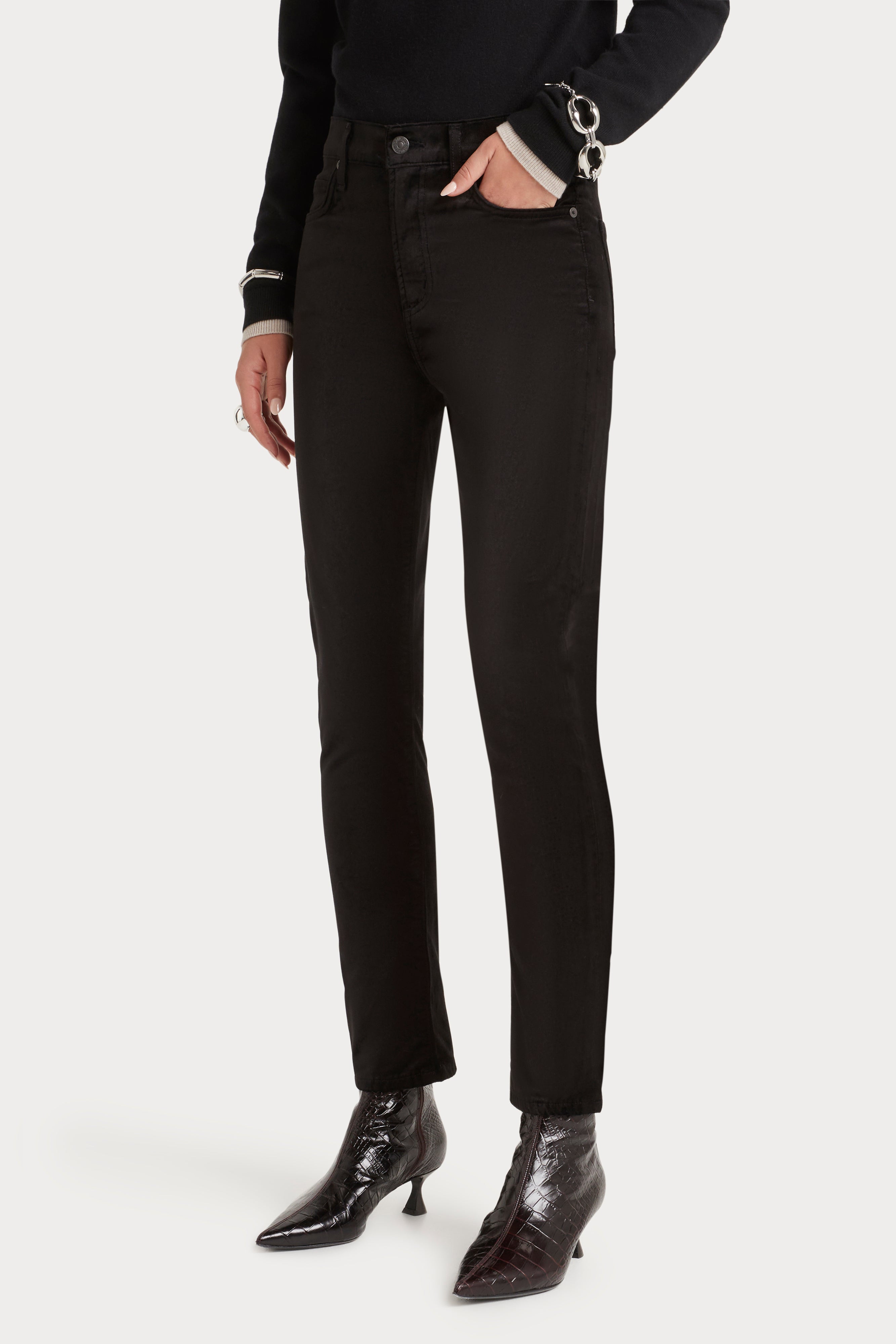 Citizens of Humanity Harlow Velvet Black Jeans for Women | High Waist Skinny Pants | Comfortable Stretch Denim | Perfect for Casual Outings & Date Nights