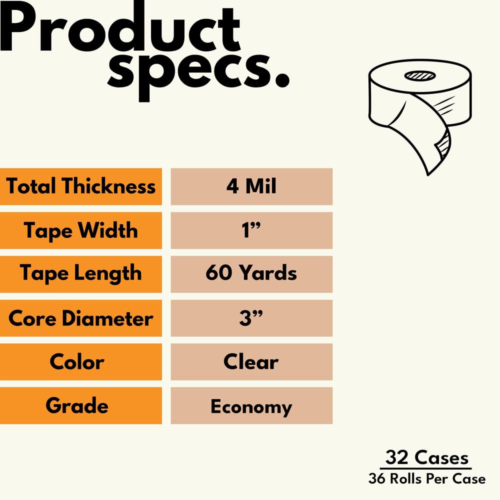Intertape Filament Tape - 1 Inch x 60 Yards, 1152 Pack - Heavy Duty Fiberglass Strand Tape for Bundling, Palletizing & Reinforcing - Ideal for Shipping, Packaging & Industrial Use