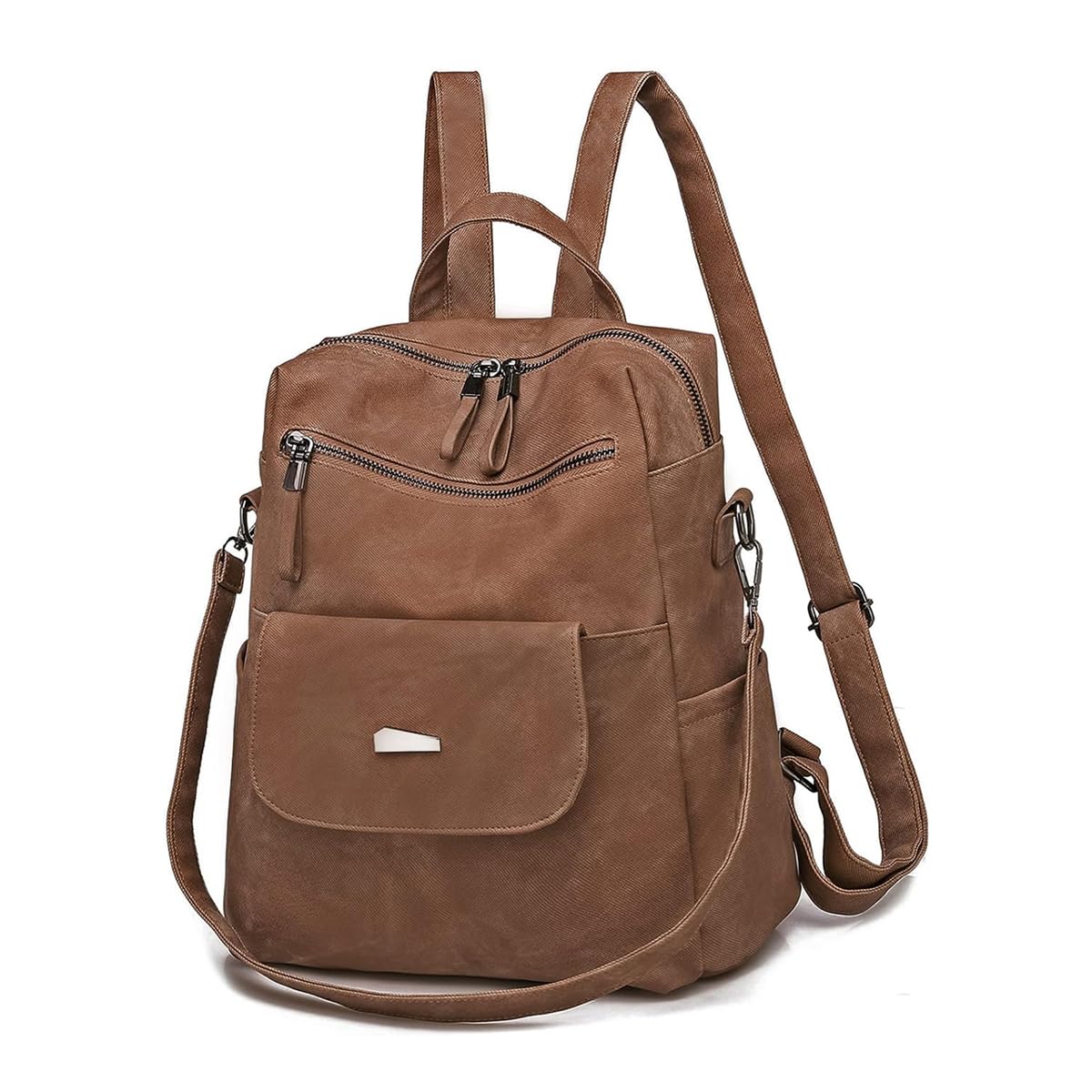 PALAY® Vintage PU Leather Backpack for Women & Girls - Soft Travel Shoulder Bag, Handbag, Sling Purse - Perfect for School, Work, Travel & Daily Use - Brown