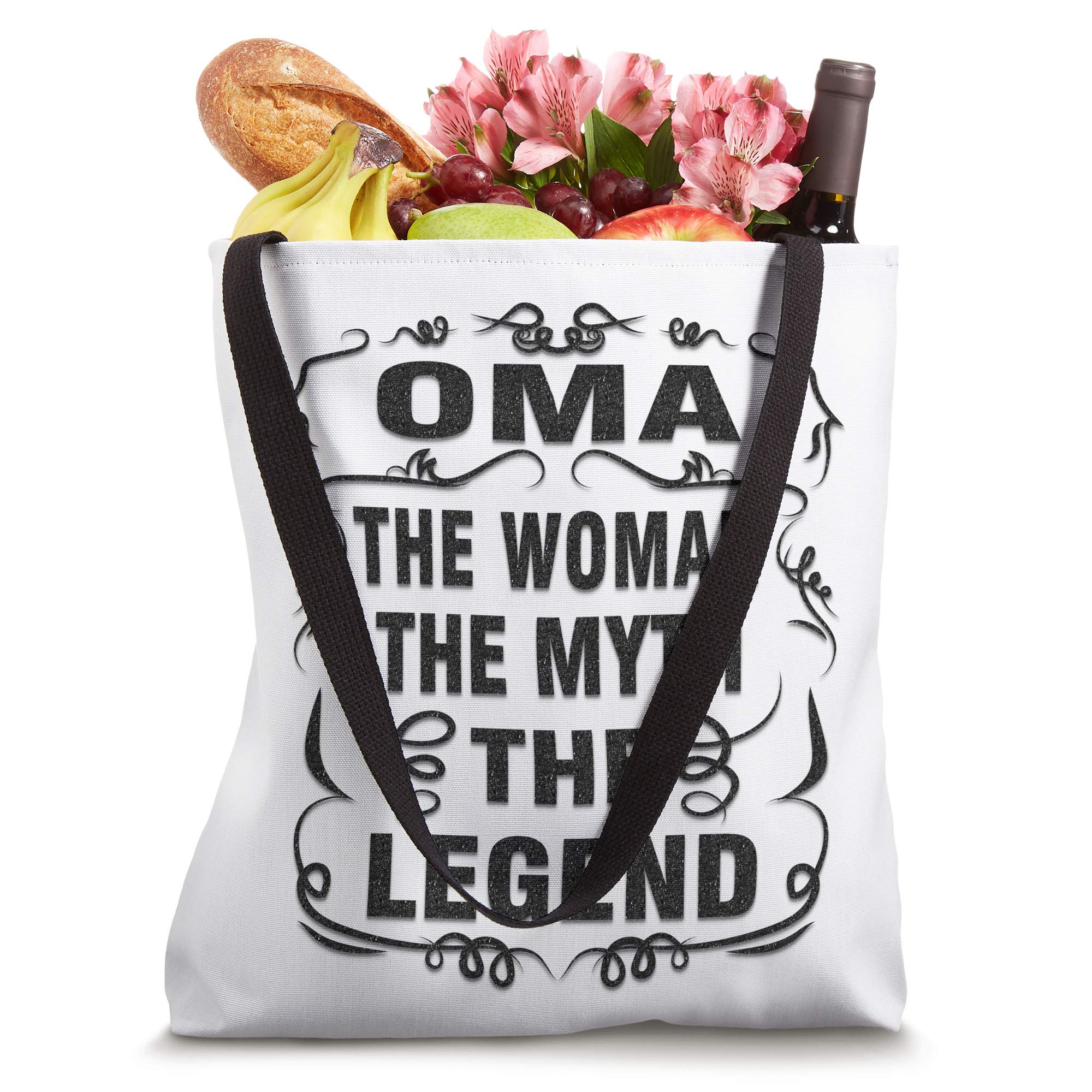 Oma The Woman The Myth The Legend Tote Bag - Stylish Canvas Tote for Women - Perfect Gift for Mom, Grandma & Friends - Great for Shopping, Work & Travel