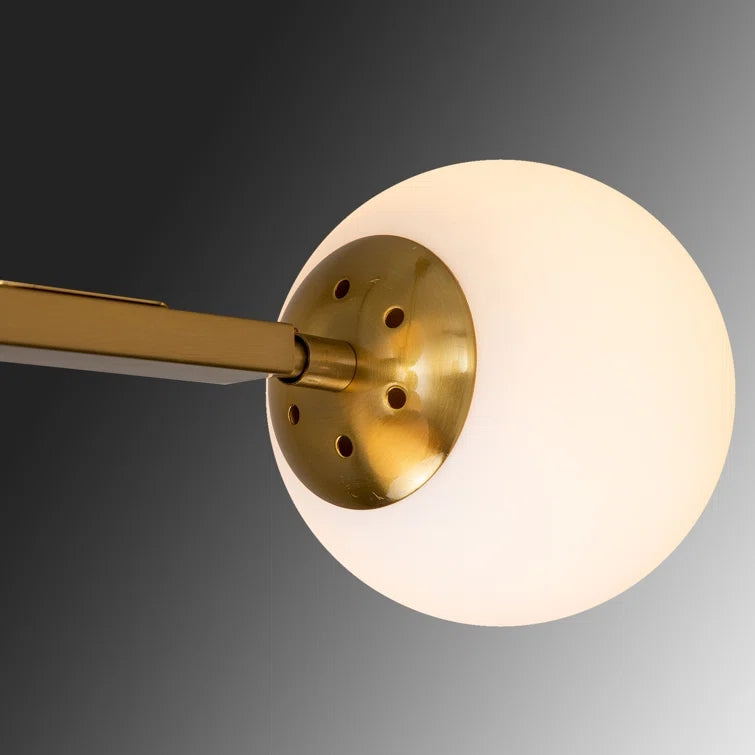 Mid Century Modern 5-Light Glass Globe Linear Chandelier - Elegant Dining Room Lighting Fixture for Kitchen Island, Living Room & Bedroom