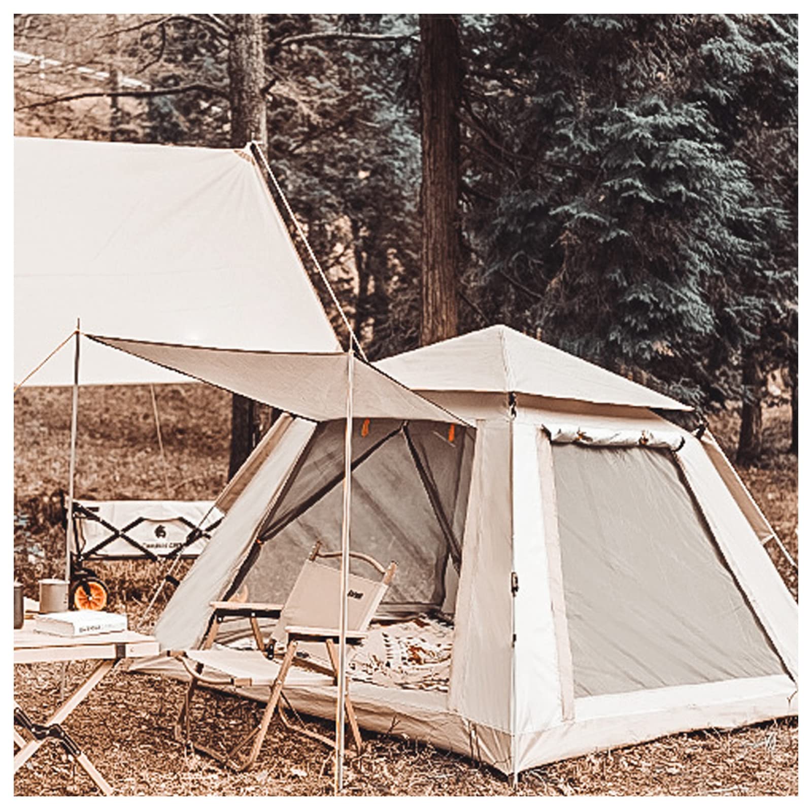 4-Person Waterproof Camping Tent with Blackout, Double Doors & 4 Windows - Lightweight Family Tunnel Tent for Outdoor Adventures, Hiking & Backpacking Trips