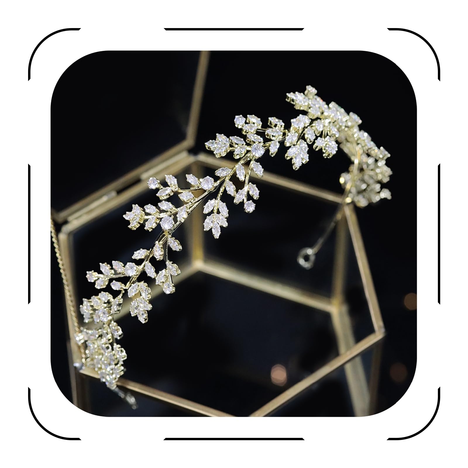 Jorsnovs Fashion Bridal Headpiece - Elegant Wedding Hair Accessory with Cubic Zirconia for Bride | Women's CZ Crystal Headband for Weddings, Prom, Birthday Gifts & Special Occasions
