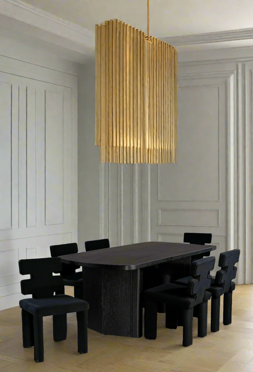 Modern Black Rectangular Dining Table Set for 6 - Solid Wood Kitchen Table with 6 Chairs - Perfect for Family Dinners, Entertaining Guests & Small Space Dining Rooms