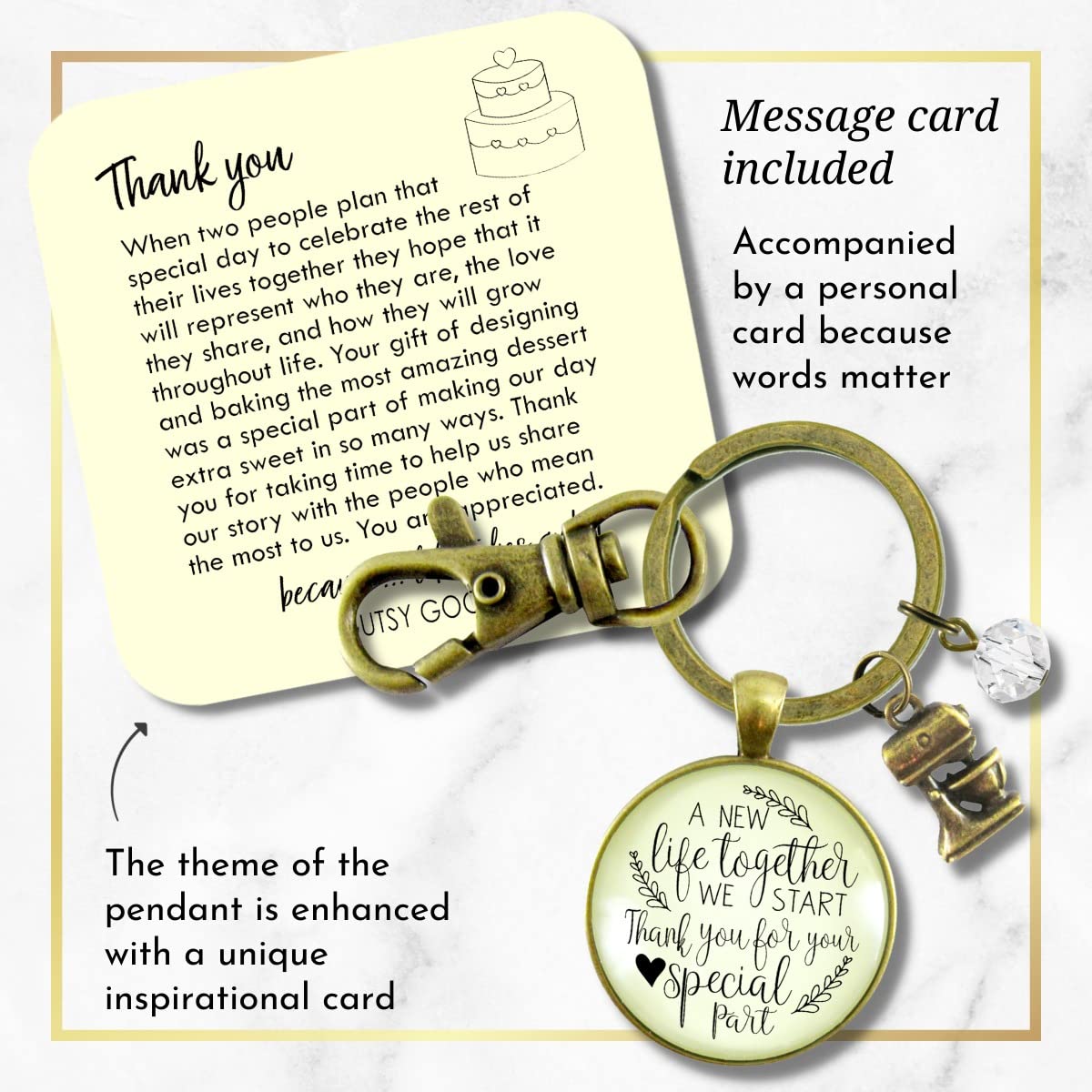 Wedding Cake Baker Gift Keychain - Elegant Jewelry Charm for Bakers & Cake Makers - Perfect Thank You Gift for Wedding Cake Artists & Pastry Chefs (Great for Bridal Showers, Baking Gifts & Cake Decorator Appreciation)