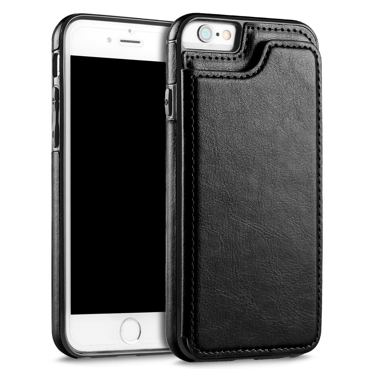 Premium PU Leather Flip Case for iPhone 7 Plus/iPhone 8 Plus - Magnetic Clasp, Card Slots & Stand Function | Luxury Protective Cover for Business & Travel | Black