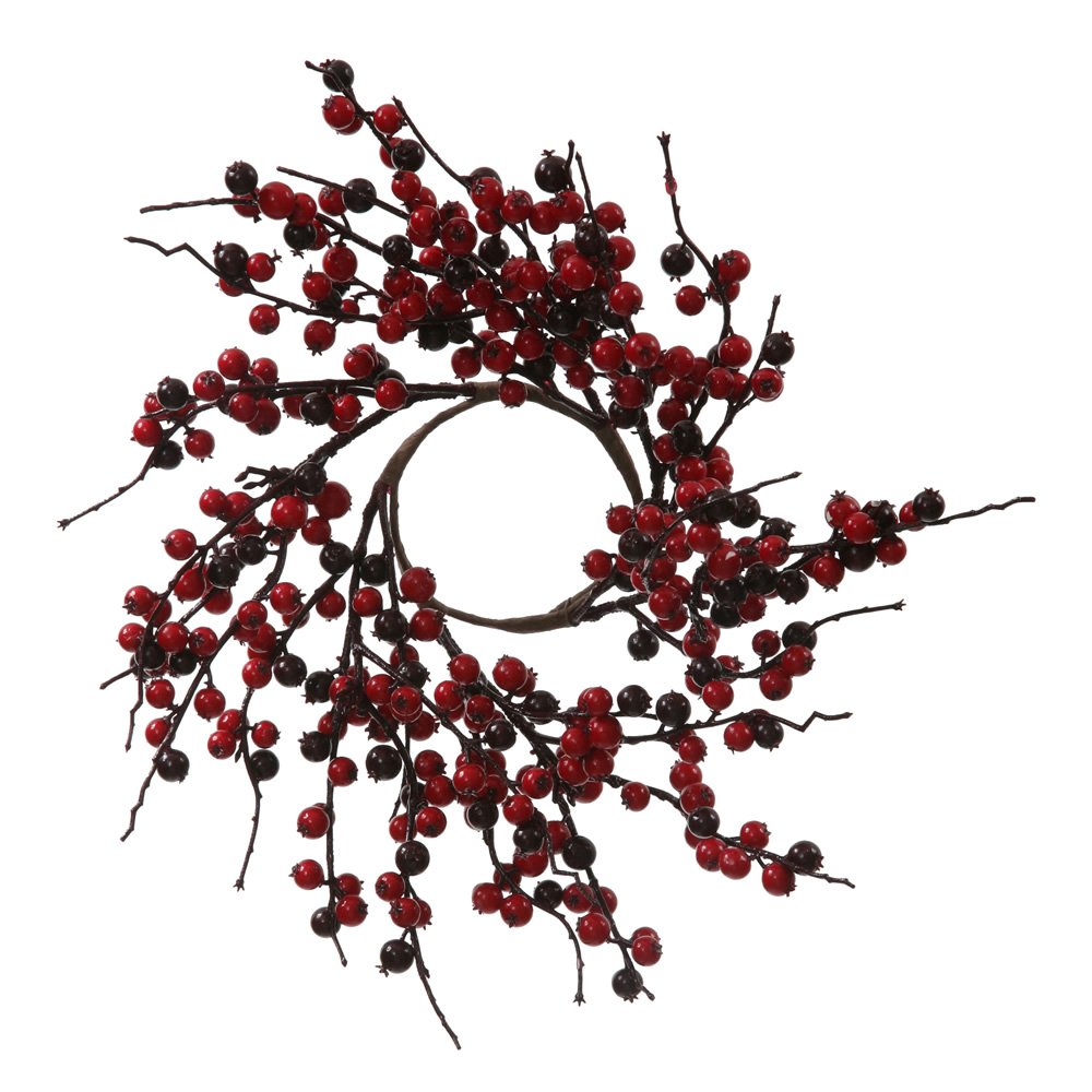 Vickerman 18 Inch Red and Burgundy Artificial Berry Wreath for Front Door - Outdoor Christmas Holiday Decoration for Porch, Window, and Wall Decor