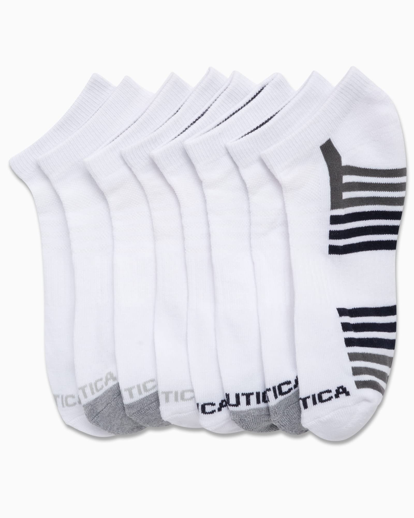 Nautica Men's Low Cut Athletic Socks 8-Pack - Comfortable Cushioned Ankle Socks for Running, Gym & Casual Wear - Breathable Sports Socks for Men