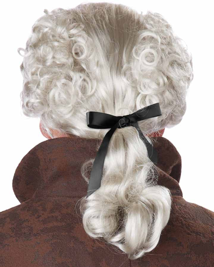 18th Century Historical Grey Ponytail Wig for Cosplay, Halloween Costume & Theater Performances - Authentic Colonial Era Hairstyle Accessory