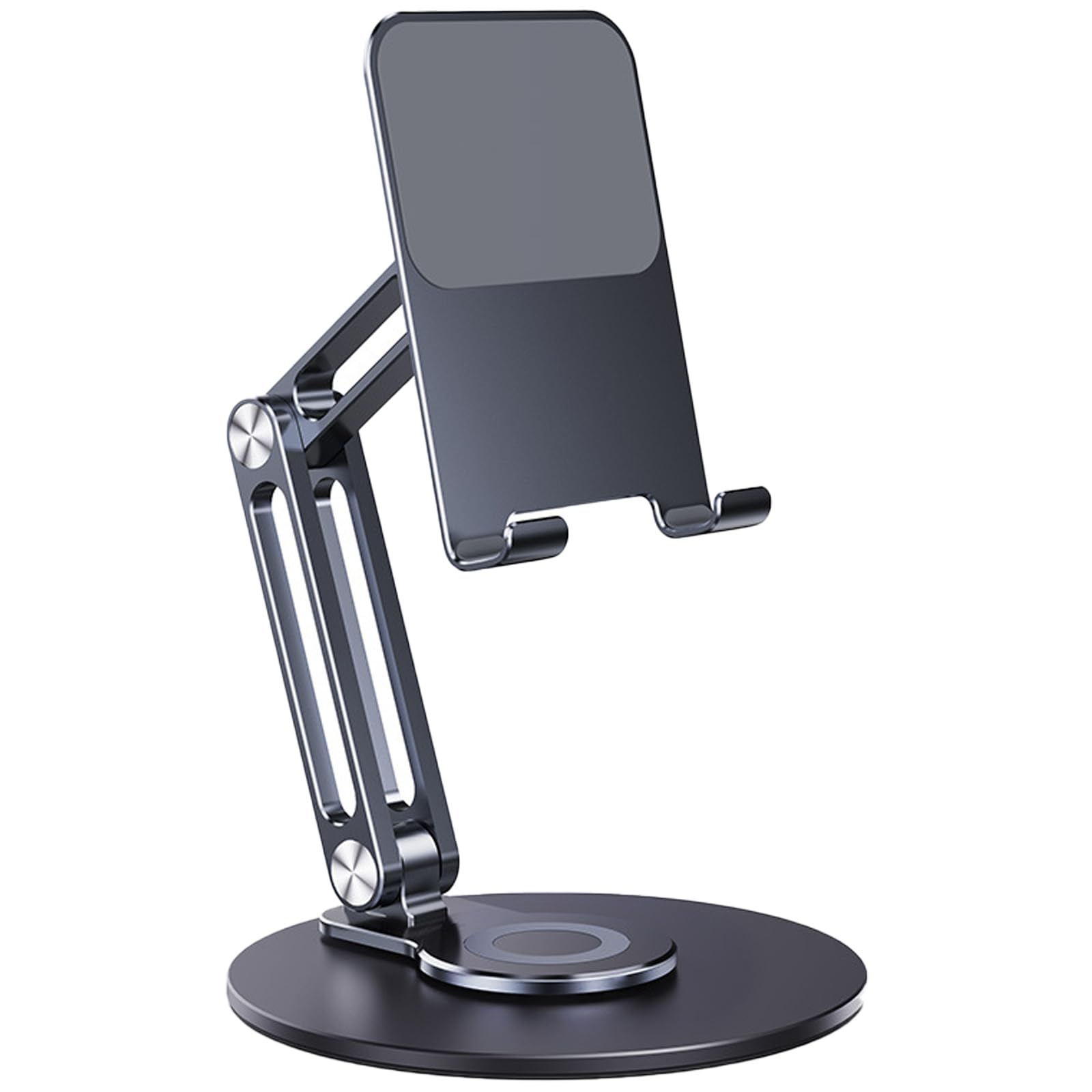 360° Rotating Aluminum Phone Stand - Adjustable Metal Holder for iPhone, Samsung, Tablets - Portable & Lightweight - Perfect for Desk, Office, Travel & Video Calls