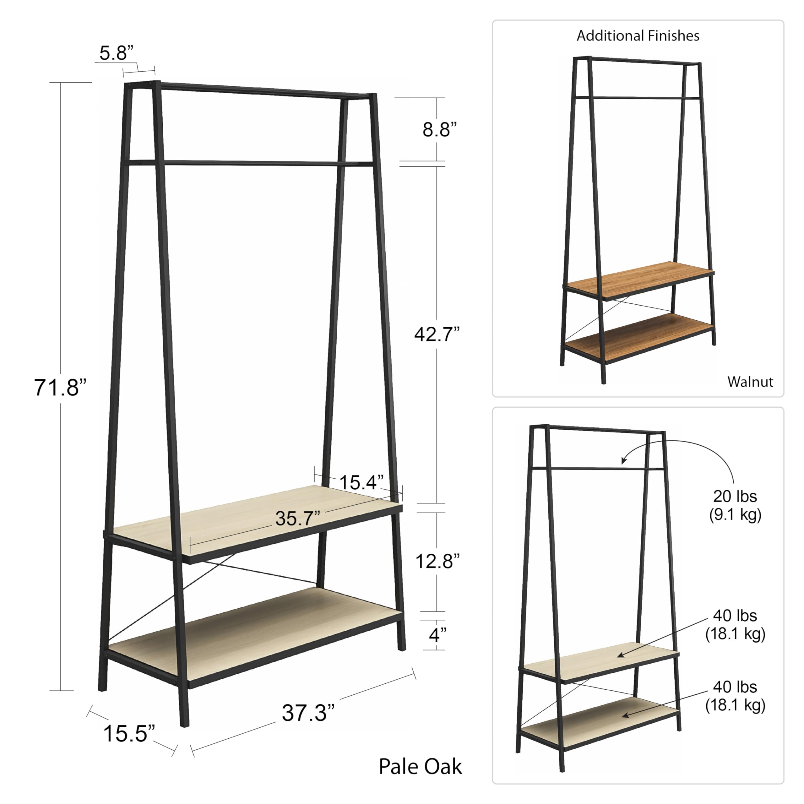 Ameriwood Drexel Closet Rack - Walnut Storage for Bedroom & Closet