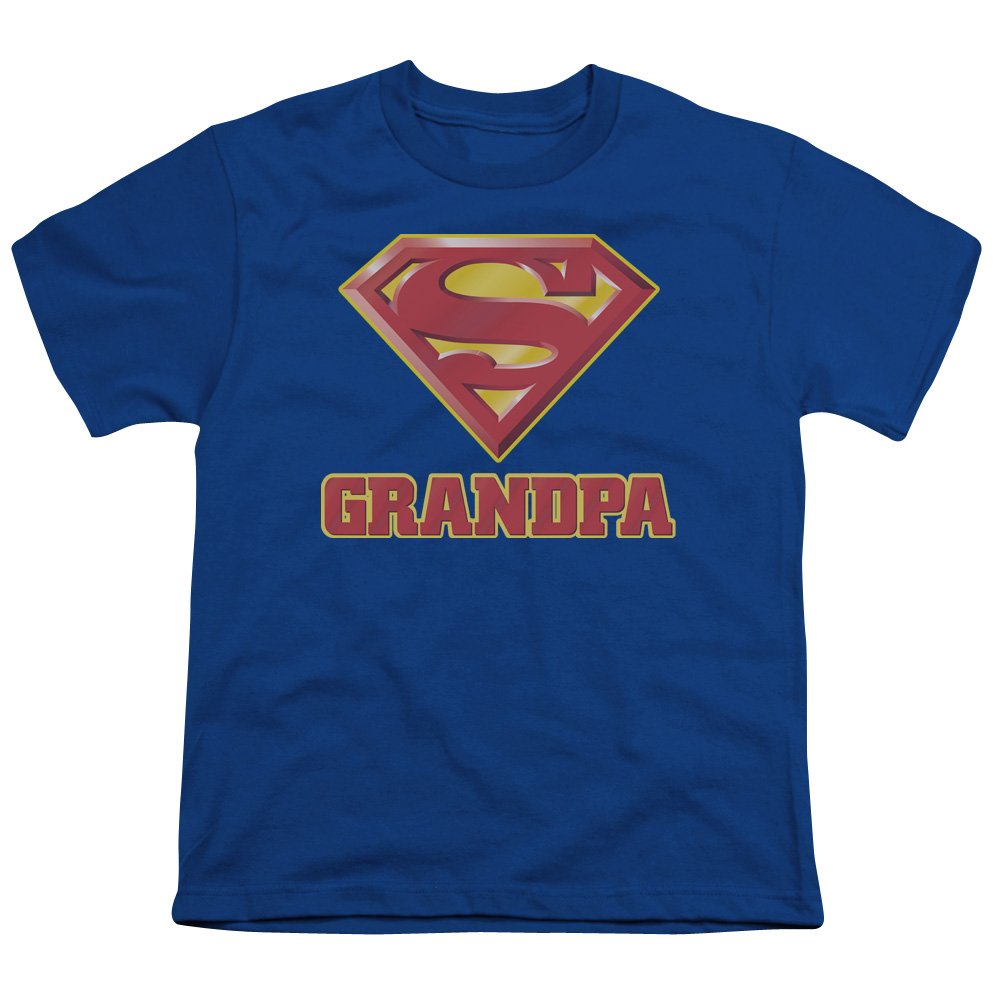 Superman Super Grandpa Unisex Youth T-Shirt - Cool Graphic Tee for Kids & Teens - Perfect for Casual Wear, Birthday Gifts & Family Outings