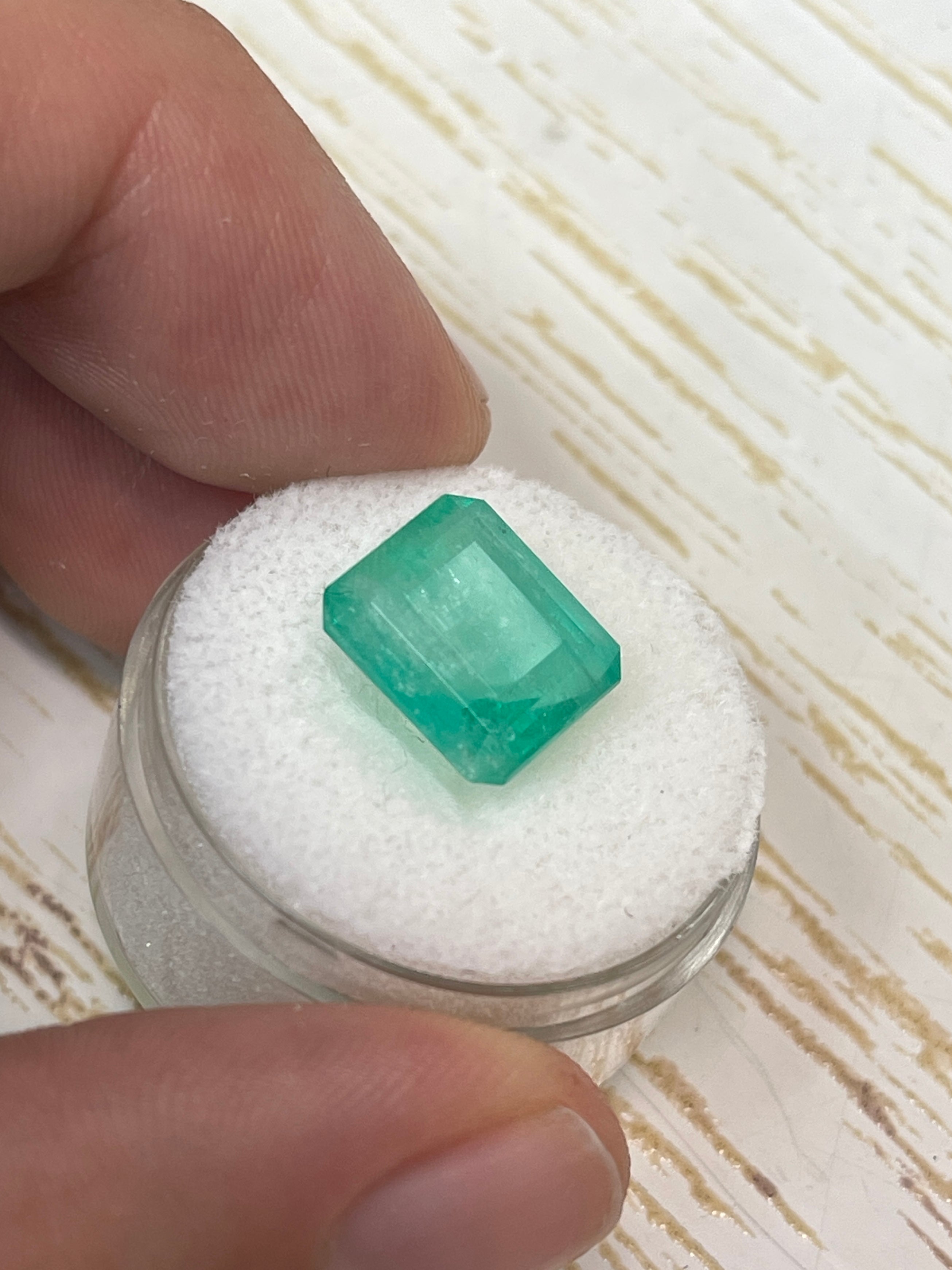 6.13 Carat 11.5x10.3mm Earthy Pastel Green Natural Loose Colombian Emerald Gemstone - Emerald Cut for Jewelry Making, Engagement Rings & Collector's Items