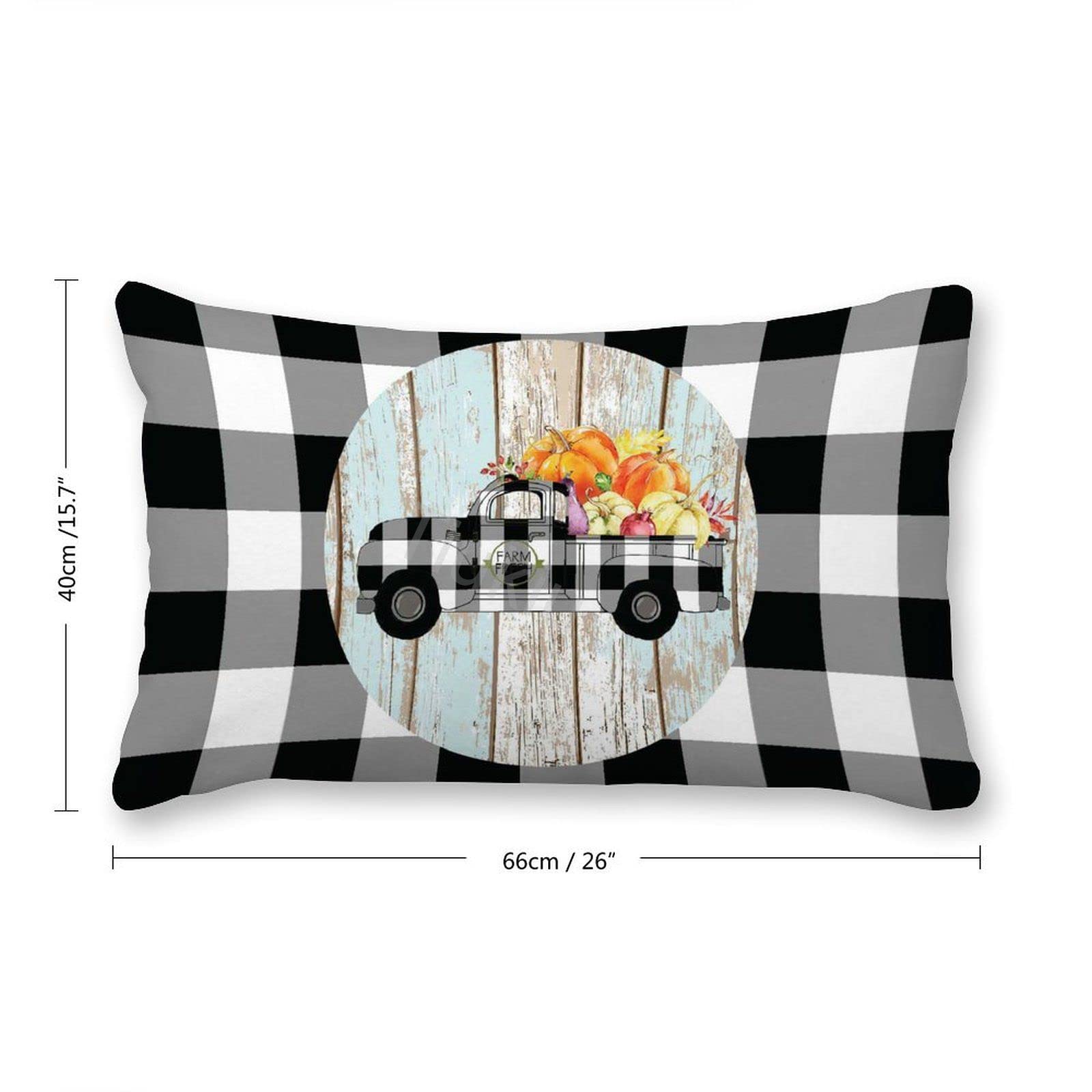 Decorative Lumbar Pillow Covers Set of 2 - 16x26 Inch Canvas Plaid Car Rustic Wooden Board Rectangular Throw Pillow Covers for Couch, Bed, Sofa & Living Room - Perfect for Farmhouse, Rustic & Modern Home Decor