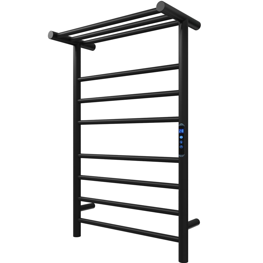 Smart Heated Towel Rack with APP & Remote Control - 10 Bar Wall Mounted Electric Towel Warmer with Timer for Bathroom Spa (Matte Black) | Perfect for Luxury Bathrooms, Hotels & Home Saunas