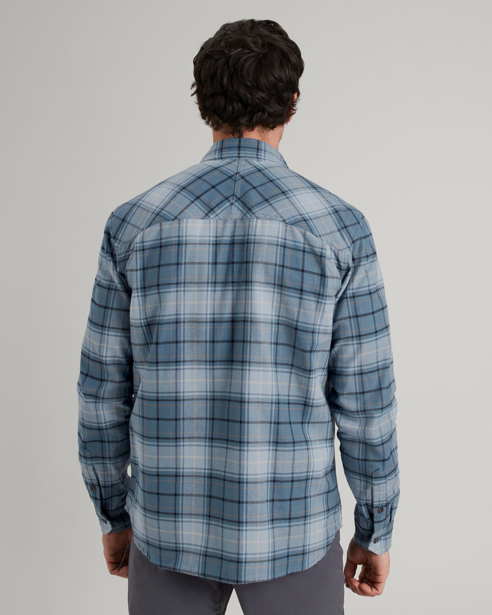 Men's Carrillon HF Long Sleeve Shirt - Ripple/Meteor Check Plaid Flannel - Comfortable Casual Button Down for Work, Outdoor & Fall Fashion