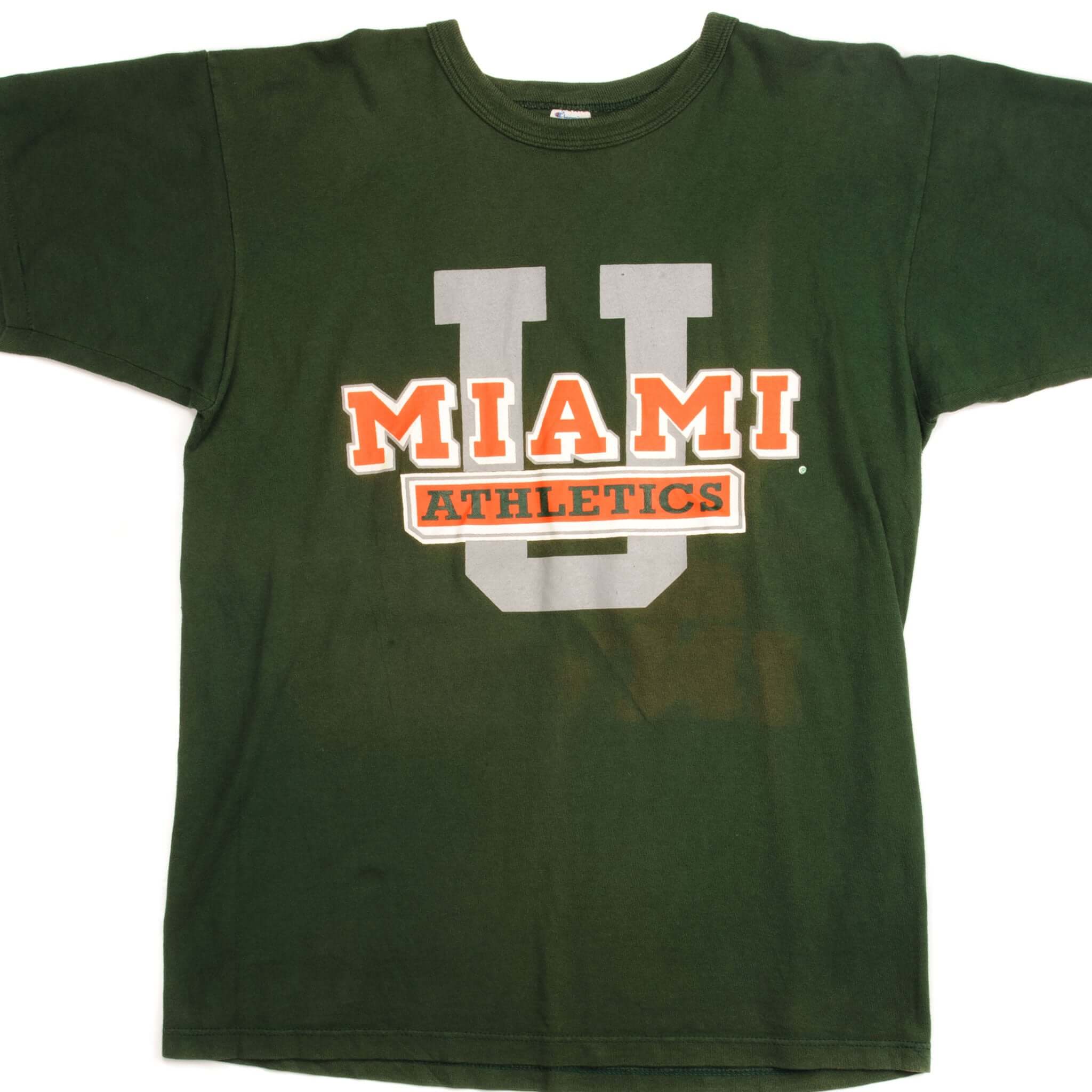 Vintage Champion Miami Athletics Tee Shirt - Early 1980s Retro T-Shirt - Size Large - Made in USA - Perfect for Casual Wear, Vintage Collectors & 80s Fashion Lovers